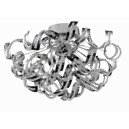 Elegant Furniture Tiffany 19 Light Chrome Flush Mount Clear Elegant Cut Crystal